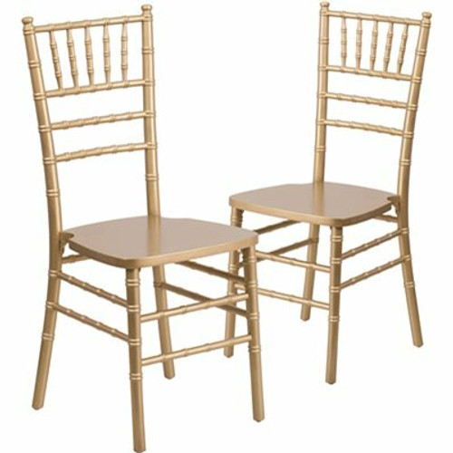 Gold Hercules Series Chiavari Chairs for Formal Events, Commercial/Residential All-Occasion Event Chairs (Set of 2)