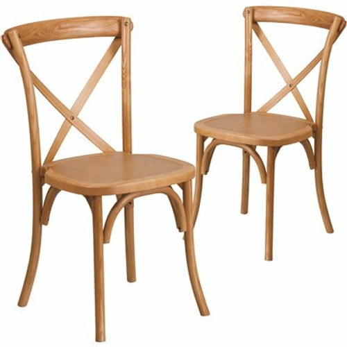 Carnegy Avenue Oak Wood Cross Back Chairs (Set of 2)