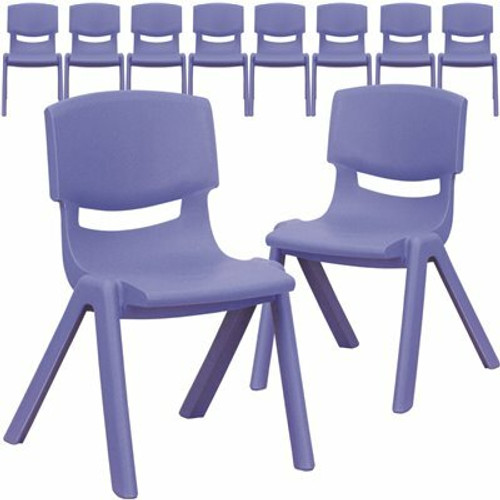 Carnegy Avenue Blue Whitney 12 in. H Plastic Stackable School Chairs, Stacking Preschool Chairs for Kids Ages 2-6 (Set of 10)