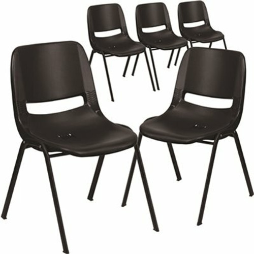 Carnegy Avenue Black Plastic/Black Frame Plastic Stack Chairs (Set of 5) 311268485