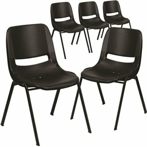 Carnegy Avenue Black Plastic/Black Frame Plastic Stack Chairs (Set of 5) 311268497