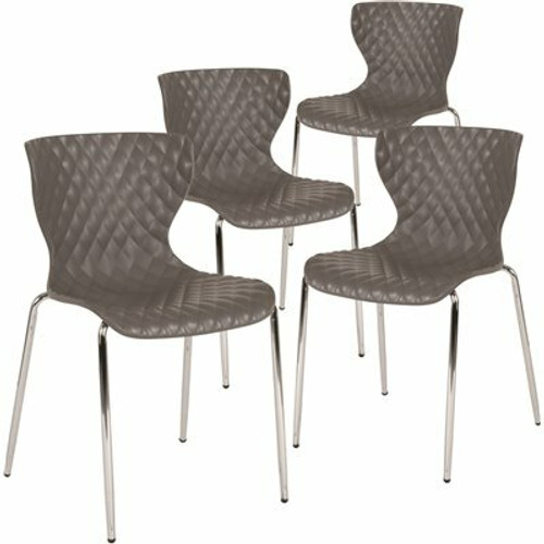 Carnegy Avenue Plastic Stackable Chair in Gray (Set of 4)