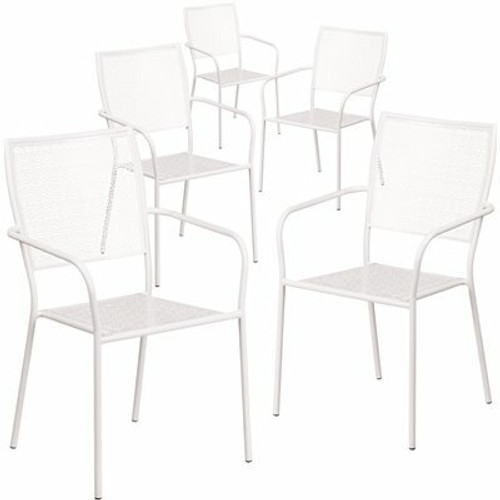 Carnegy Avenue Stackable Metal Outdoor Dining Chair in White (Set of 5) 311287428