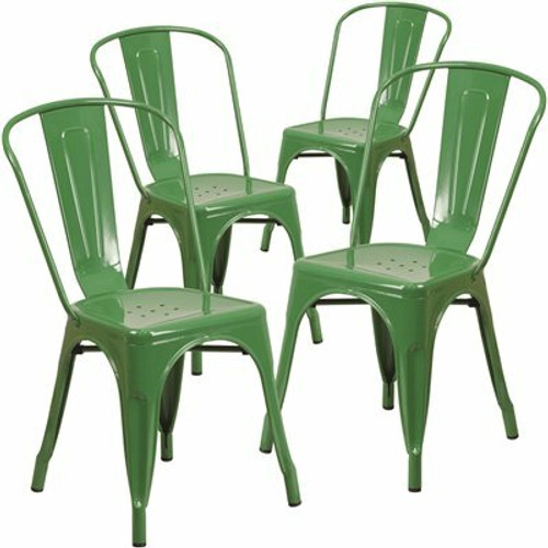 Carnegy Avenue Stackable Metal Outdoor Dining Chair in Green (Set of 4) 311287460