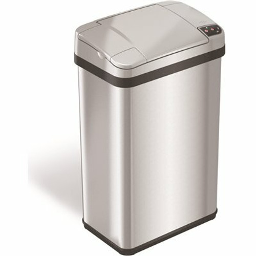 HLS COMMERCIAL 4 Gal. Rectangular Sensor Stainless Steel Trash Can with Odor Filter and Lemon Fragrance