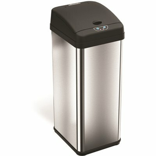 HLS COMMERCIAL 13 Gal. Rectangular Sensor Stainless Steel Trach Can with Odor Filter