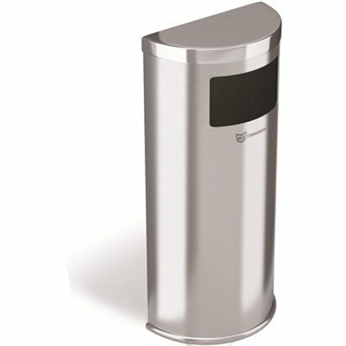 HLS COMMERCIAL 9 Gal. Half-Round Side-Entry Stainless Steel Trash Can