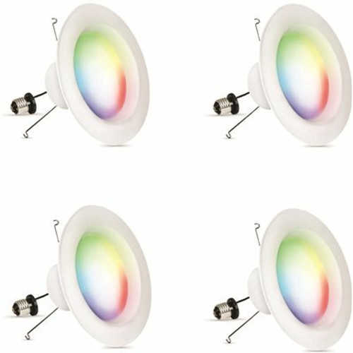 5/6 in. 75-Watt Equiv Smart Wi-Fi RGBW Color Changing Tunable White Integrated LED Retrofit Recessed Light Trim(4-Pack)