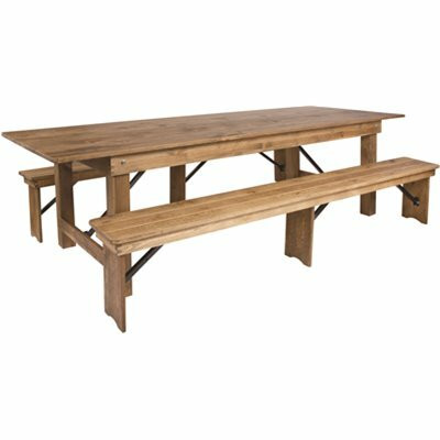 Carnegy Avenue Hercules Series 3-Piece Rectangle Wood Antique Rustic Folding Farm Table Set and 2-Bench Set 311524264