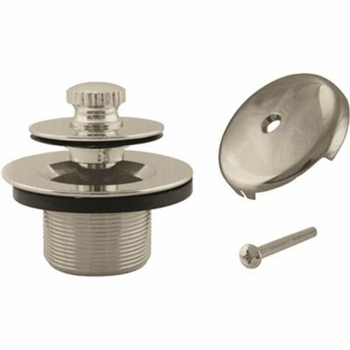 Westbrass 1-1/2 in. NPSM Coarse Thread Twist and Close Tub Trim Set with 1-Hole Overflow Faceplate, Satin Nickel