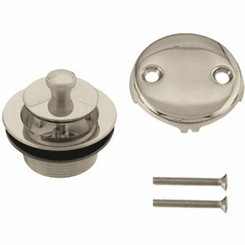 Westbrass 1-1/2 in. NPSM Coarse Thread Twist and Close Tub Trim Set with 2-Hole Overflow Faceplate in Satin Nickel
