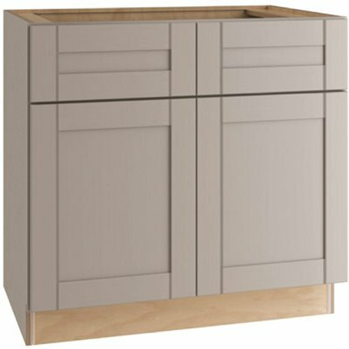 Arlington Veiled Gray Plywood Shaker Stock Assembled Base Kitchen Cabinet Soft Close 33 in W x 24 in D x 34.5 in H