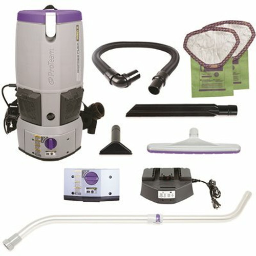 ProTeam GoFree Flex Pro II, 12 Ah, 6 qt. Cordless Backpack Vacuum w/ Xover Multi-Surface Telescoping Wand Tool Kit ProTeam GoFree Flex Pro II, 12 Ah, 6 qt. Cordless Backpack Vacuum w/ Xover Multi-Surface Telescoping Wand Tool Kit