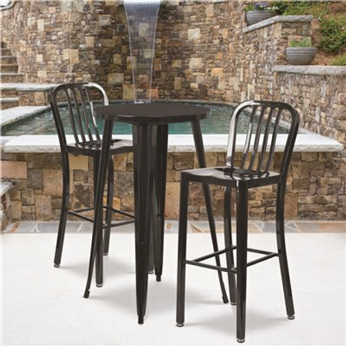 Carnegy Avenue Black 3-Piece Metal Round Outdoor Bistro Set 312170228 Carnegy Avenue Black 3-Piece Metal Round Outdoor Bistro Set 312170228