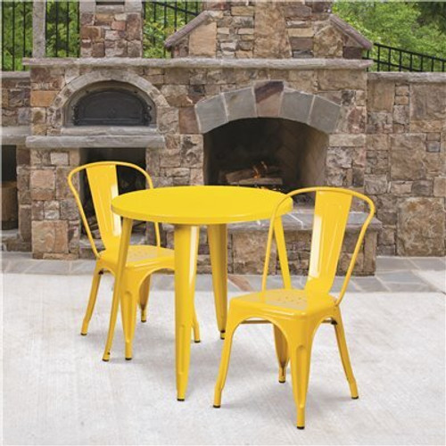 Carnegy Avenue Yellow 3-Piece Metal Round Outdoor Bistro Set 312170244