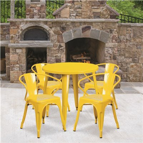 Carnegy Avenue Yellow 5-Piece Metal Round Outdoor Bistro Set 312170253 Carnegy Avenue Yellow 5-Piece Metal Round Outdoor Bistro Set 312170253