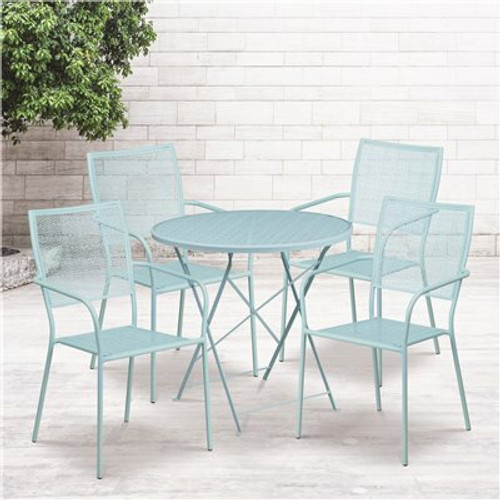 Carnegy Avenue Blue 5-Piece Metal Round Outdoor Bistro Set 312170349 Carnegy Avenue Blue 5-Piece Metal Round Outdoor Bistro Set 312170349