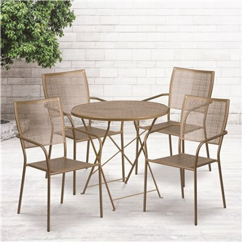 Carnegy Avenue Gold 5-Piece Metal Round Outdoor Bistro Set 312170350 Carnegy Avenue Gold 5-Piece Metal Round Outdoor Bistro Set 312170350