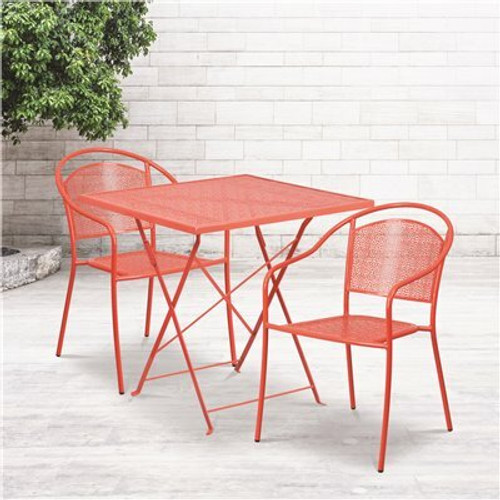 Carnegy Avenue Pink 3-Piece Metal Square Outdoor Bistro Set 312170366 Carnegy Avenue Pink 3-Piece Metal Square Outdoor Bistro Set 312170366
