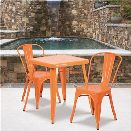 Carnegy Avenue ORange 3-Piece Metal Square Outdoor Bistro Set Carnegy Avenue ORange 3-Piece Metal Square Outdoor Bistro Set