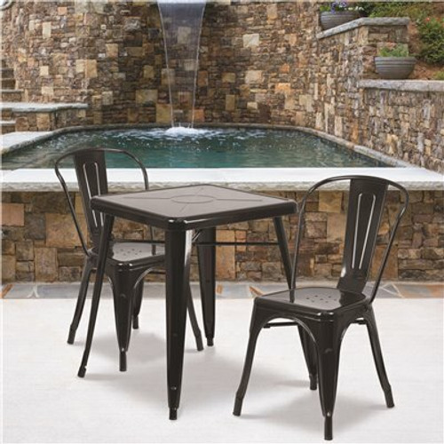 Carnegy Avenue Black 3-Piece Metal Square Outdoor Bistro Set Carnegy Avenue Black 3-Piece Metal Square Outdoor Bistro Set