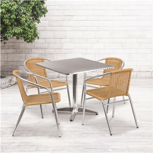 Carnegy Avenue Gray 5-Piece Metal Square Outdoor Bistro Set 312183084 Carnegy Avenue Gray 5-Piece Metal Square Outdoor Bistro Set 312183084