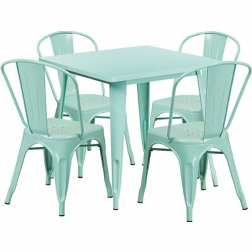 Carnegy Avenue Green 5-Piece Metal Square Outdoor Bistro Set 312183123 Carnegy Avenue Green 5-Piece Metal Square Outdoor Bistro Set 312183123