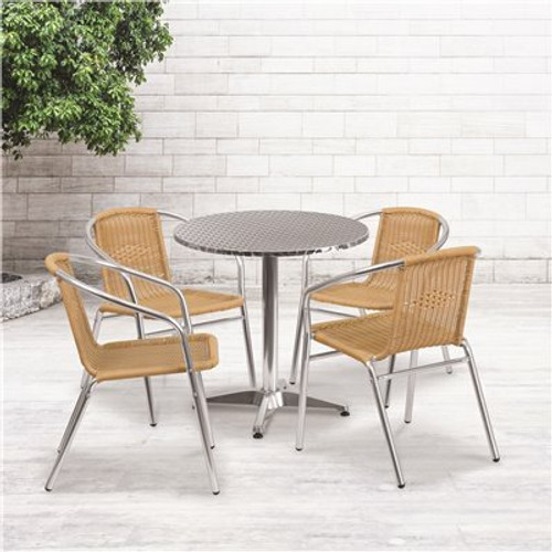 Carnegy Avenue Gray 5-Piece Metal Round Outdoor Bistro Set 312183159 Carnegy Avenue Gray 5-Piece Metal Round Outdoor Bistro Set 312183159