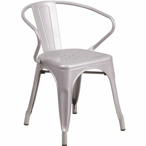 Carnegy Avenue Metal Outdoor Dining Chair in Silver 312187938