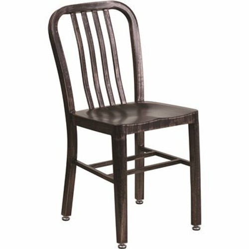 Carnegy Avenue Metal Outdoor Dining Chair in Black-Antique Gold 312187988
