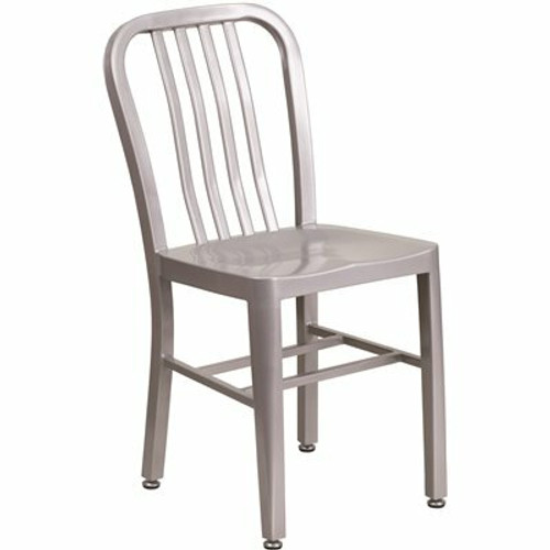 Carnegy Avenue Metal Outdoor Dining Chair in Silver 312187996