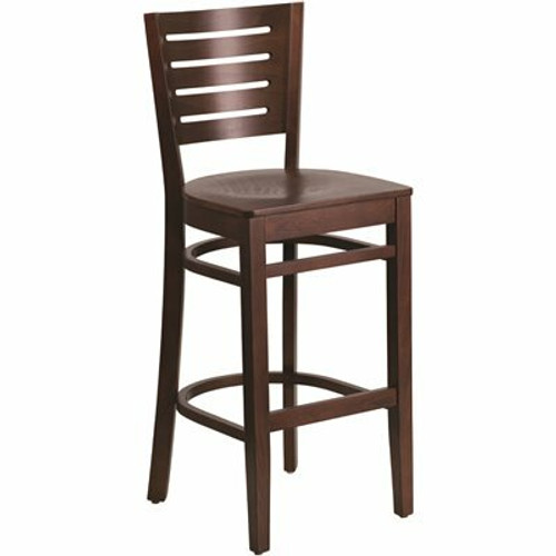 Carnegy Avenue 29.25 in. Walnut Wood Seat/Walnut Wood Frame Bar Stool