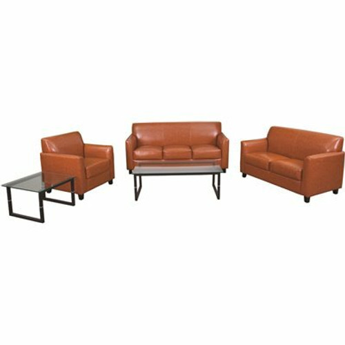 Flash Furniture 3-Piece Cognac Living Room Sets 312211284 Flash Furniture 3-Piece Cognac Living Room Sets 312211284