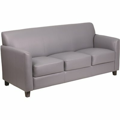 Carnegy Avenue Hercules Diplomat Series 70 in. Flared Arm Faux Leather Bridgewater Rectangle Sofa in Gray Carnegy Avenue Hercules Diplomat Series 70 in. Flared Arm Faux Leather Bridgewater Rectangle Sofa in Gray