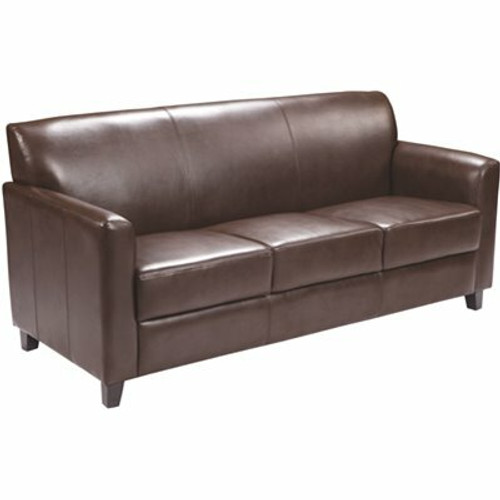 Carnegy Avenue Hercules Diplomat Series 70 in. Square arm Faux Leather Contemporary Rectangle Sofa in Brown Carnegy Avenue Hercules Diplomat Series 70 in. Square arm Faux Leather Contemporary Rectangle Sofa in Brown