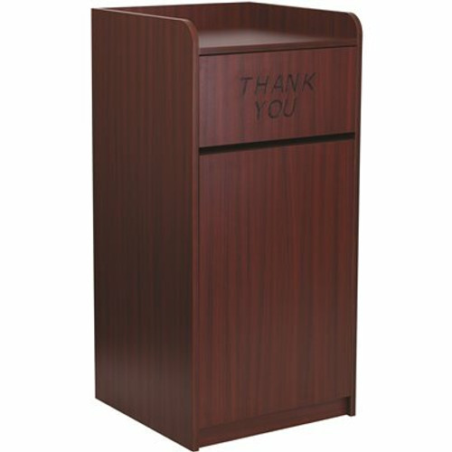 Mahogany Sony Laminate Wood Commercial-Grade Trash Receptacle with Tray Top, Wooden Restaurant Trash Can Cabinet