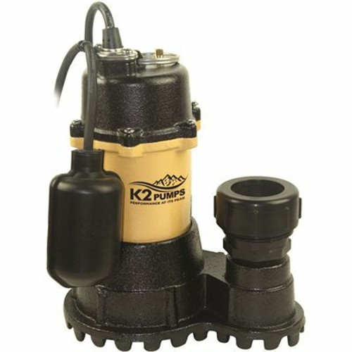 K2 1/3 HP Heavy-Duty Cast Iron Sump Pump with Tethered Switch K2 1/3 HP Heavy-Duty Cast Iron Sump Pump with Tethered Switch