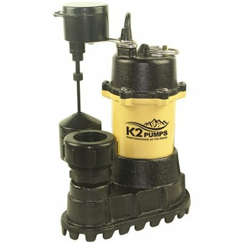 K2 1/2 HP Heavy-Duty Cast Iron Sump Pump with Piggy-Back Vertical Switch K2 1/2 HP Heavy-Duty Cast Iron Sump Pump with Piggy-Back Vertical Switch