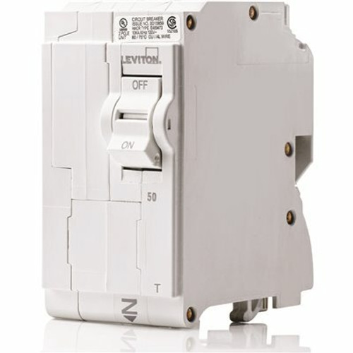 Leviton Branch Circuit Breaker, Standard 2-Pole 50 Amp, 120-Volt/240-Volt, Thermal Magnetic LB250-TR