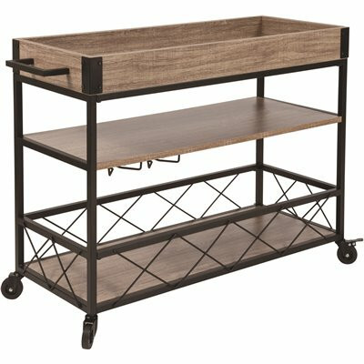 Carnegy Avenue Light Oak Bar Cart With Wheels 312421549