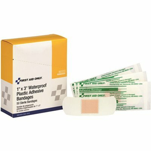 First Aid Only 1 in. x 3 in. Adhesive Waterproof Plastic Bandages (50 per Box)