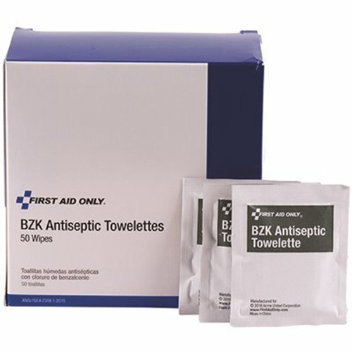 First Aid Only BZK Antiseptic Towelettes (50 per Box) First Aid Only BZK Antiseptic Towelettes (50 per Box)