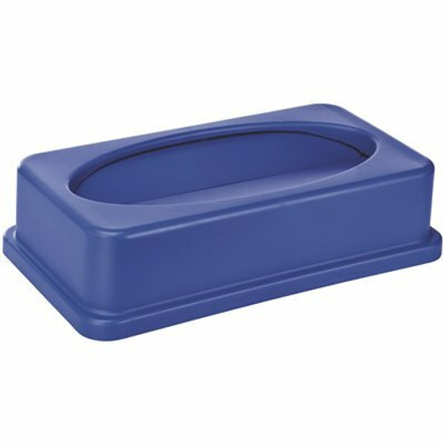Alpine Industries 23 Gal. Blue Slim Drop Slot Swing Trash Can Lid Alpine Industries 23 Gal. Blue Slim Drop Slot Swing Trash Can Lid