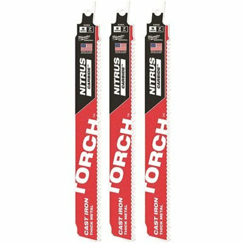 Milwaukee 9 in. 8 TPI TORCH Nitrus Carbide Teeth Metal Cutting SAWZALL Reciprocating Saw Blade (3-Pack)
