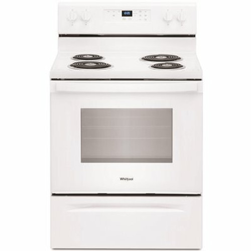 Whirlpool 30 in. 4.8 cu. ft. 4 Burner Element Electric Range with Self-Cleaning in White with Storage Drawer