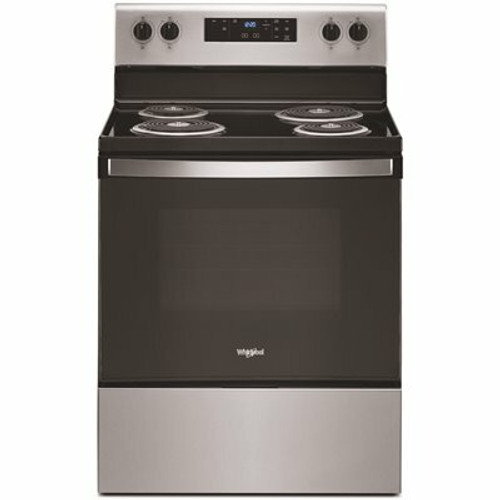 Whirlpool 30 in. 4.8 cu. ft. 4 Burner Element Electric Range with Self-Cleaning in Stainless Steel with Storage Drawer Whirlpool 30 in. 4.8 cu. ft. 4 Burner Element Electric Range with Self-Cleaning in Stainless Steel with Storage Drawer