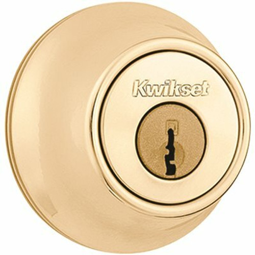 Kwikset 660 Polished Brass Single Cylinder Deadbolt with Pin & Tumbler featuring Microban Technology 312839467