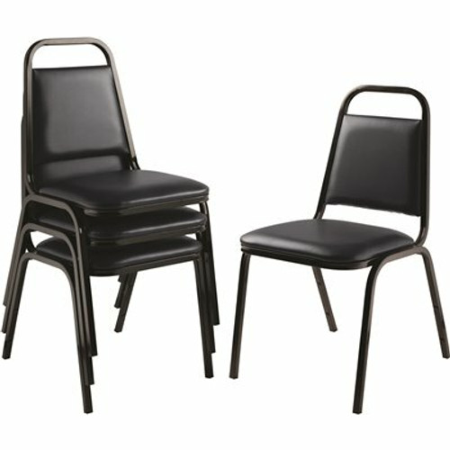 National Public Seating Midnight Blue Seat Black Sandtex Frame Vinyl Upholstered Stack Chair (Pack of 4) National Public Seating Midnight Blue Seat Black Sandtex Frame Vinyl Upholstered Stack Chair (Pack of 4)