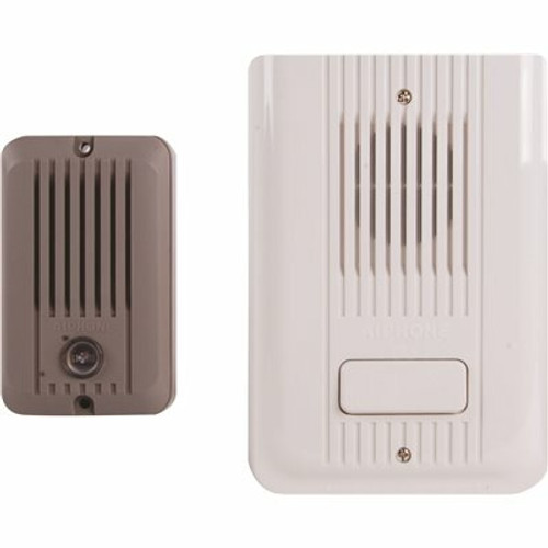 AIPHONE ChimeCom Series Surface Mount 1-Channel Audio Intercom with Weather Resistant, White - Gray