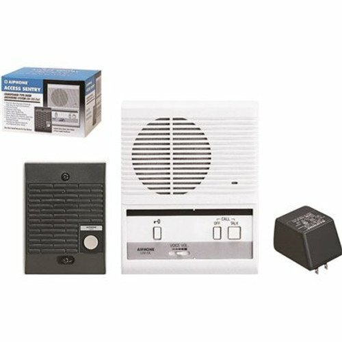 LEM Series Surface Mount 1-Channel Audio Intercom with LE-D Door and LEM-1DL Master Stations, Power Supply, White/Black